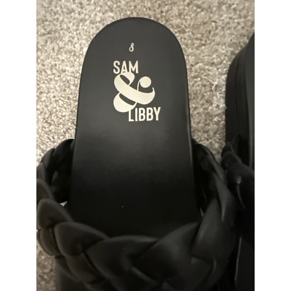 Sam & Libby Adelia Womens Black Footbed Sandals Double Strap Slides, sz 8 - Picture 7 of 9